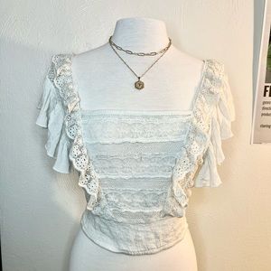 Free People Lace Ruffle Top